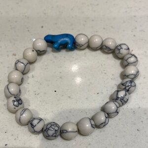 White and Blue Polar Bear Howlite Beaded Bracelet